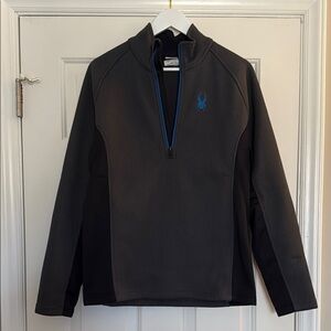 Spyder Men's Charcoal and Black Zip-Up Sweater